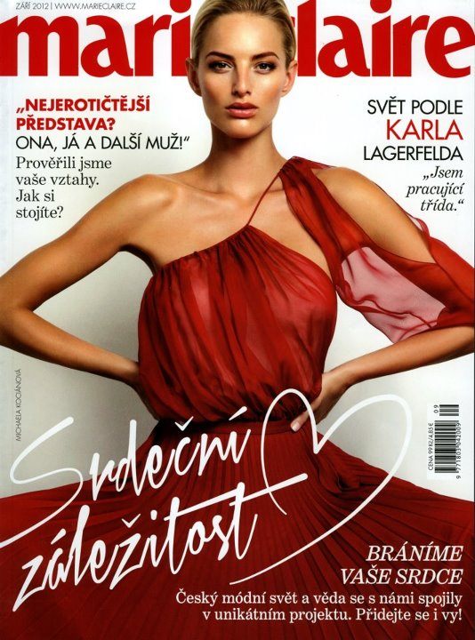 zářijové vydání časopisu Marie Claire a na titulku šaty od Ivany Mentlové